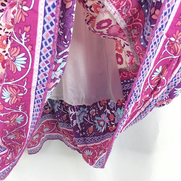 Simple Fun Floral Tiered Midi Skirt Women's Size Large Pink Purple Cottage Core - Picture 5 of 7